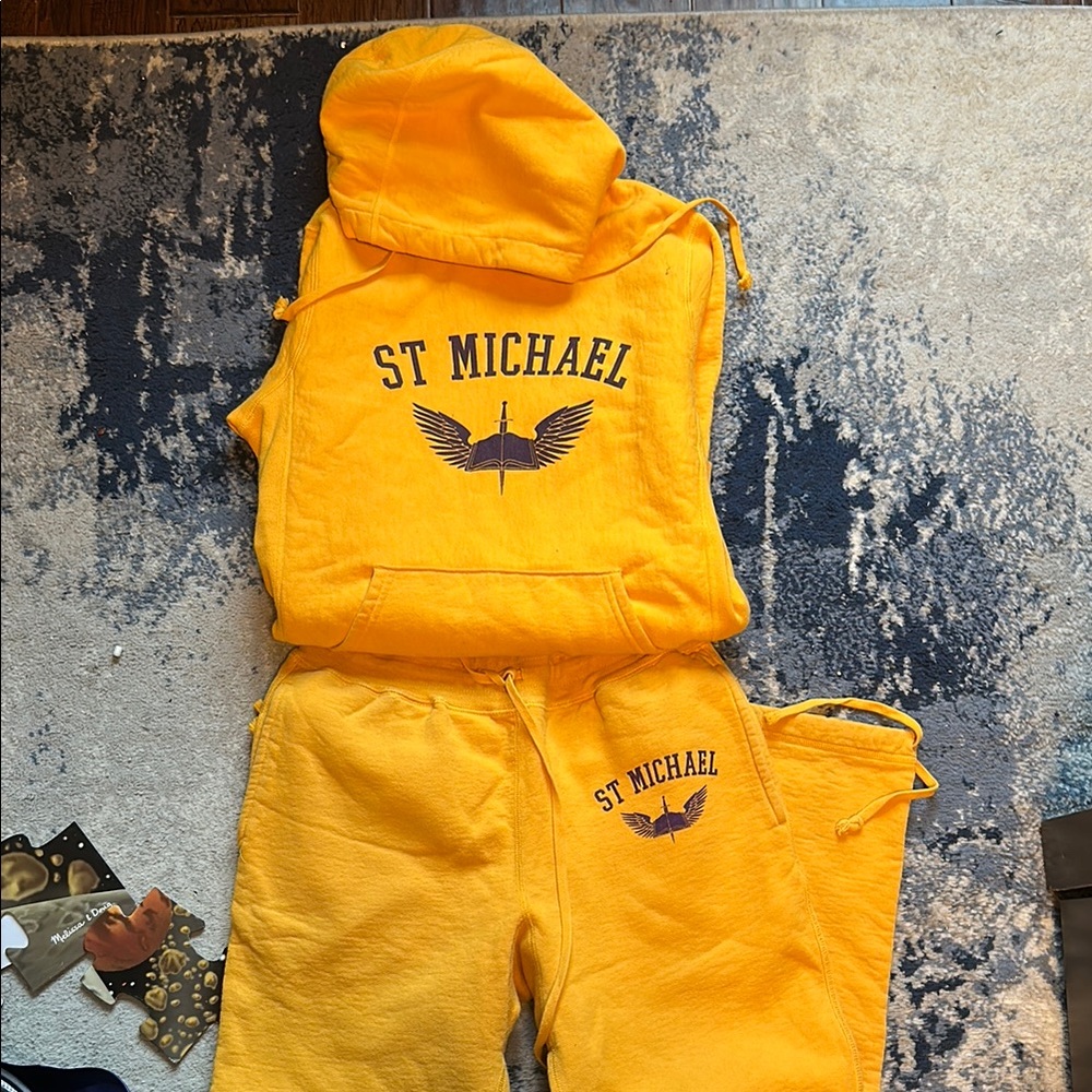 NOAH  NYC- St Michael Yellow Hoodie and Sweatpants Set
